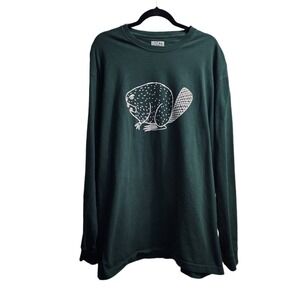 Duluth Trading‎ Co Shirt Mens Size Large Green Long Sleeve Printed Sleeve Casual